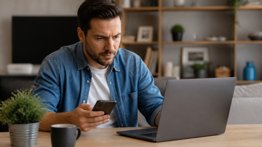 Persona revisa en su teléfono los términos y el calendario de cobros de una suscripción digital.